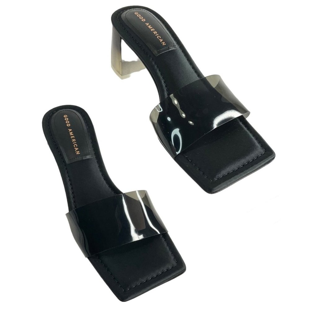 Good American Shoes Womens Size 8 Black Block Heel Slide Sandal $129 Nib - Picture 3 of 12
